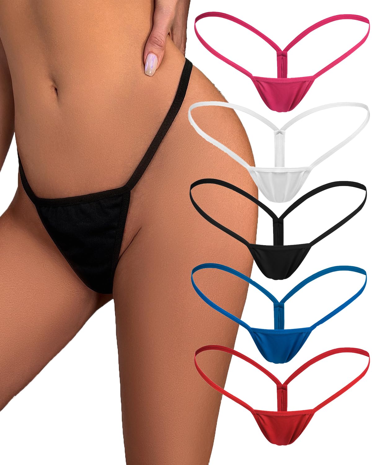 Justgoo Women's Sexy G-String Thong Panties - Micro Back Low Rise T-Back Underwear for Sensual Wear & Special Occasions | Perfect for Date Night, Lingerie Gift & Boudoir Photography