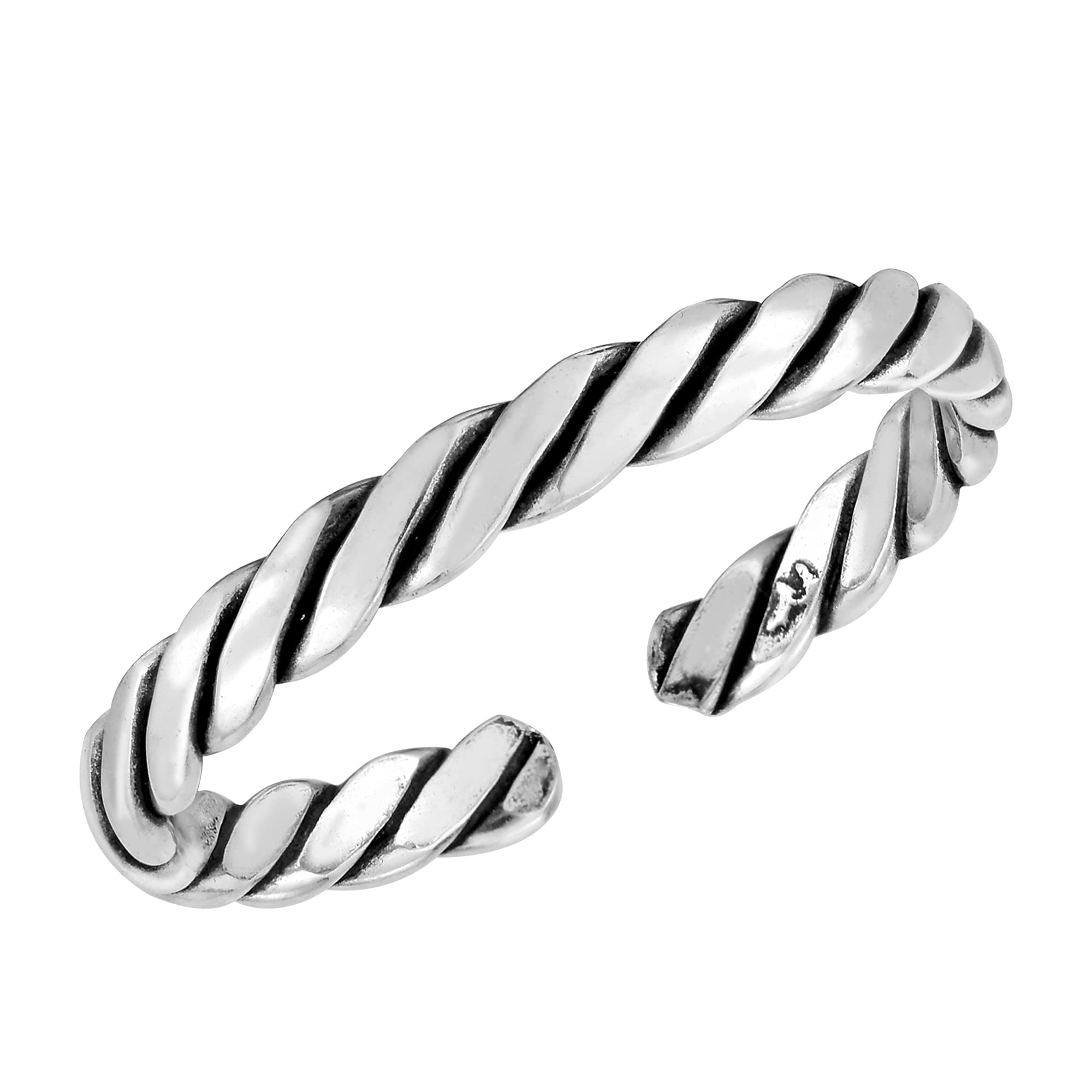 AeraVida Adjustable Spiral Twisted Band Sterling Silver Toe Ring for Women | Pinky Ring | Elegant Everyday Jewelry | Perfect for Beach, Yoga & Summer Outfits