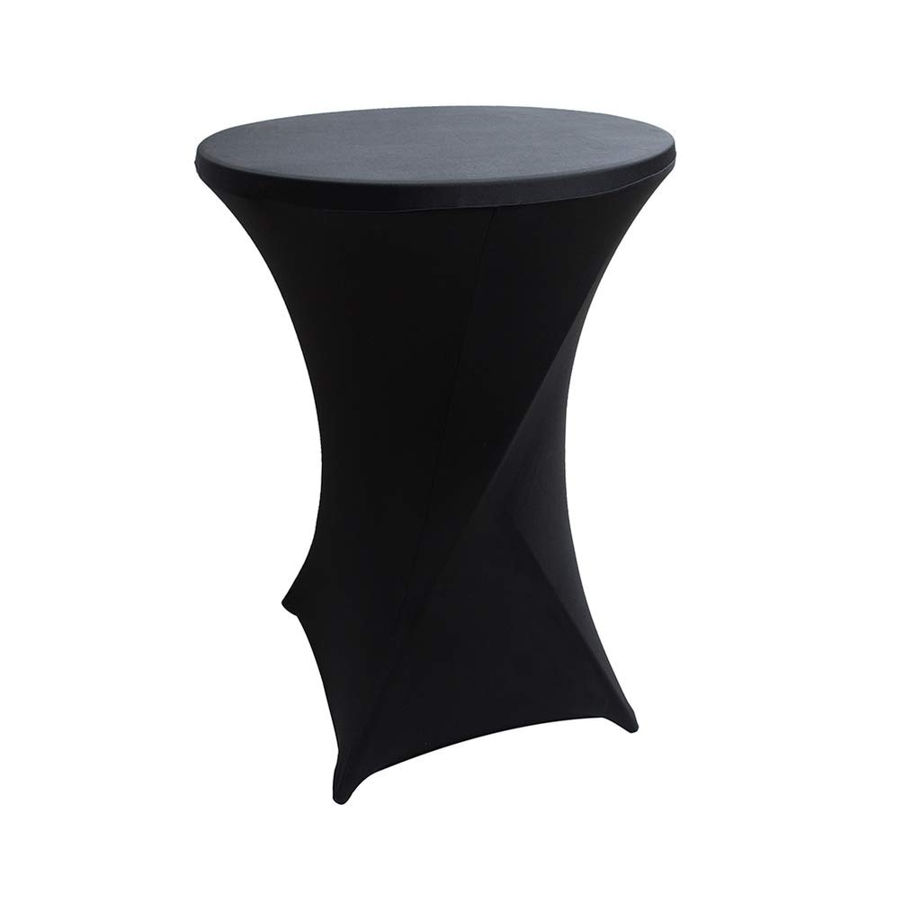 UPKOCH 80x110cm Stretch Spandex Cocktail Table Cover - Waterproof Fitted Tablecloth for Outdoor Party, Wedding, Banquet, Bar, Restaurant (Black) | Perfect for Patio, Garden, and Indoor Dining Decor