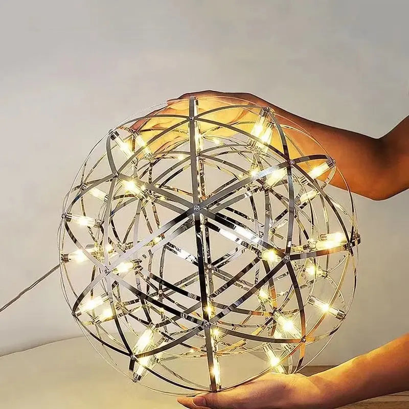 Spark Ball Stainless Steel Pendant Light - Modern Industrial Hanging Fixture for Kitchen Island, Dining Room & Bar Lighting