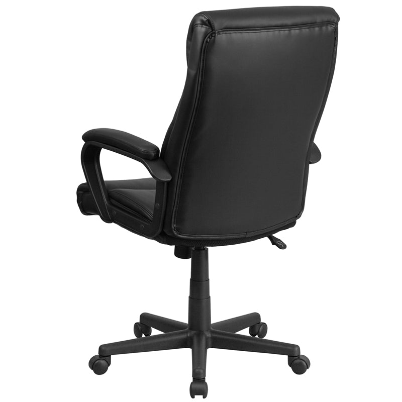 Premium FLASH Raya High Back Executive Office Chair - Black LeatherSoft with Mesh Accent & Adjustable Arms - Ergonomic Swivel Desk Chair for Home Office, Conference Rooms & Workspaces