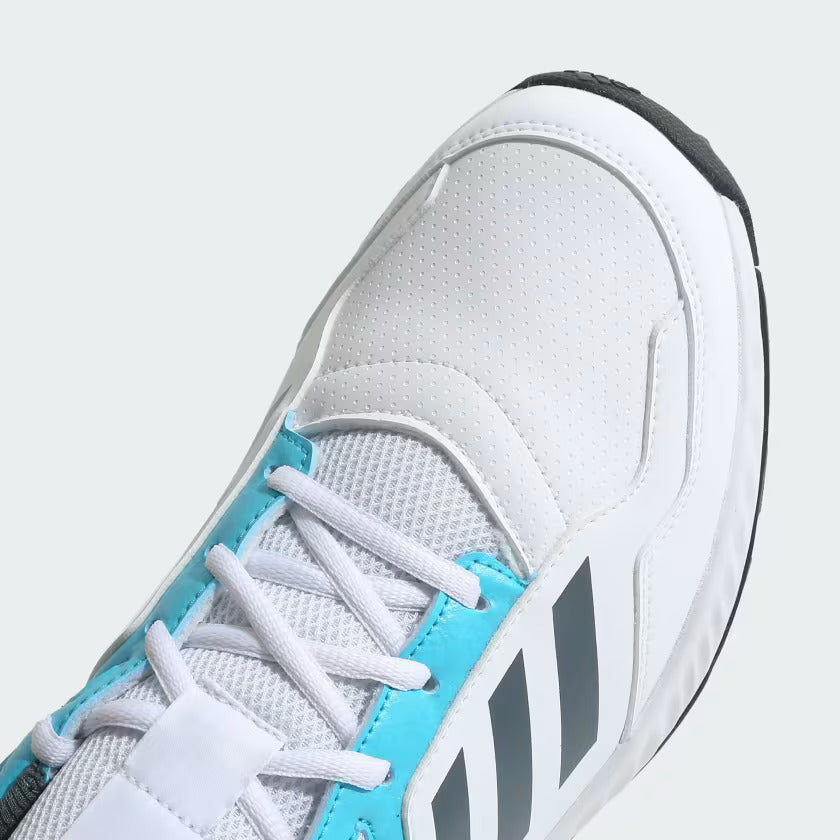 Adidas Cri RiseV2 Cricket Shoes - Cloud White/Blue Oxide/Lucid Cyan | Lightweight Performance Footwear for Cricket Matches & Training