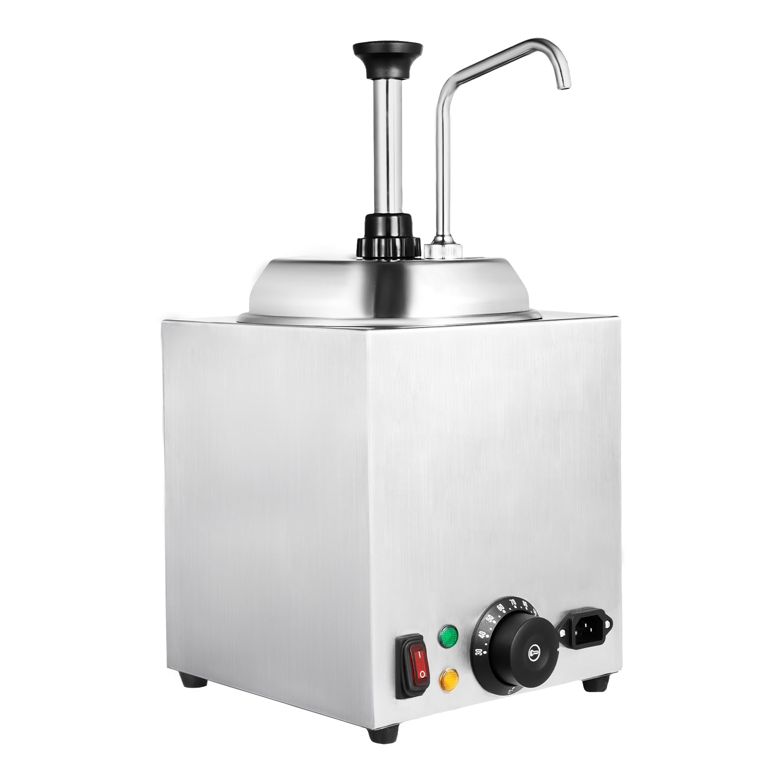 2.6Qt Stainless Steel Hot Melted Butter Dispenser Pump - Commercial Grade Restaurant Condiment Warmer for Cheese, Fudge, Caramel - Perfect for Topping, Baking & Food Service Stations