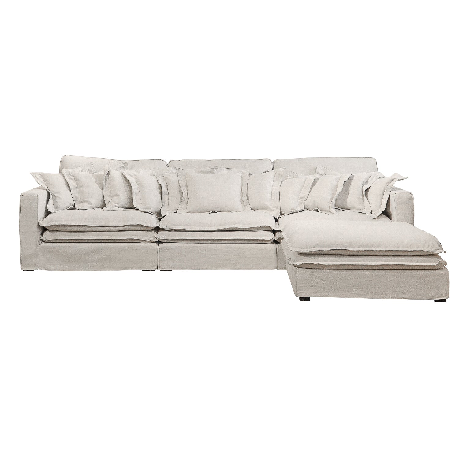 Santa Monica 131 Linen Natural Slipcover 4-Piece Sectional Sofa Cover - Perfect for Living Room, Family Room & Home Decor
