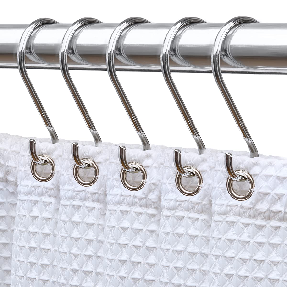 Utopia Alley Rust-Proof Shower Curtain Hooks - 12 Pack Polished Chrome Bathroom Shower Rings for Curtains & Liners - Durable & Stylish for Home, Hotel, or Spa Use
