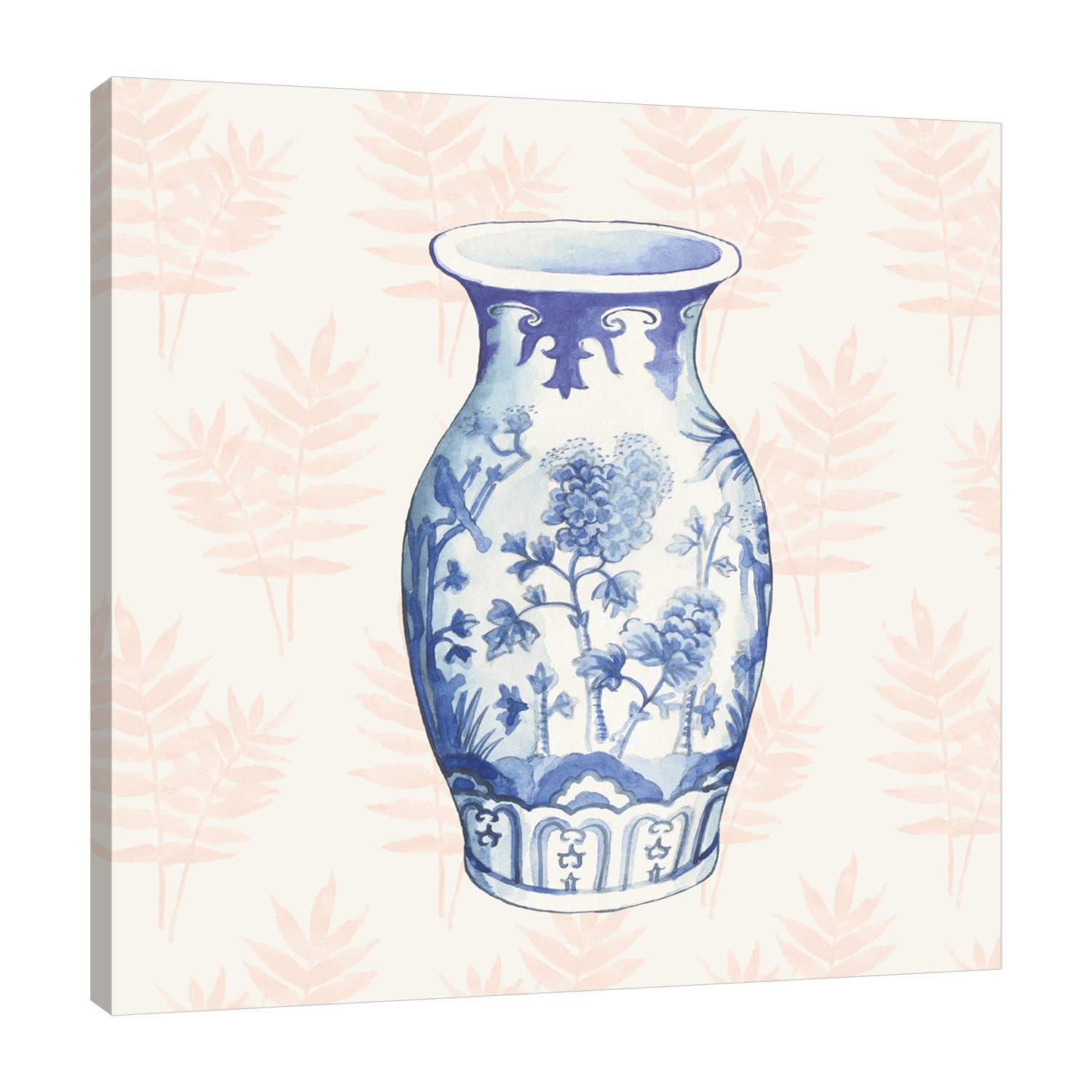 Wild Apple Portfolio Jaxson Rea Ginger Jar II Coral No Border Gallery Wrapped Canvas Art - 30x30 Inch Modern Wall Decor for Living Room, Bedroom & Office