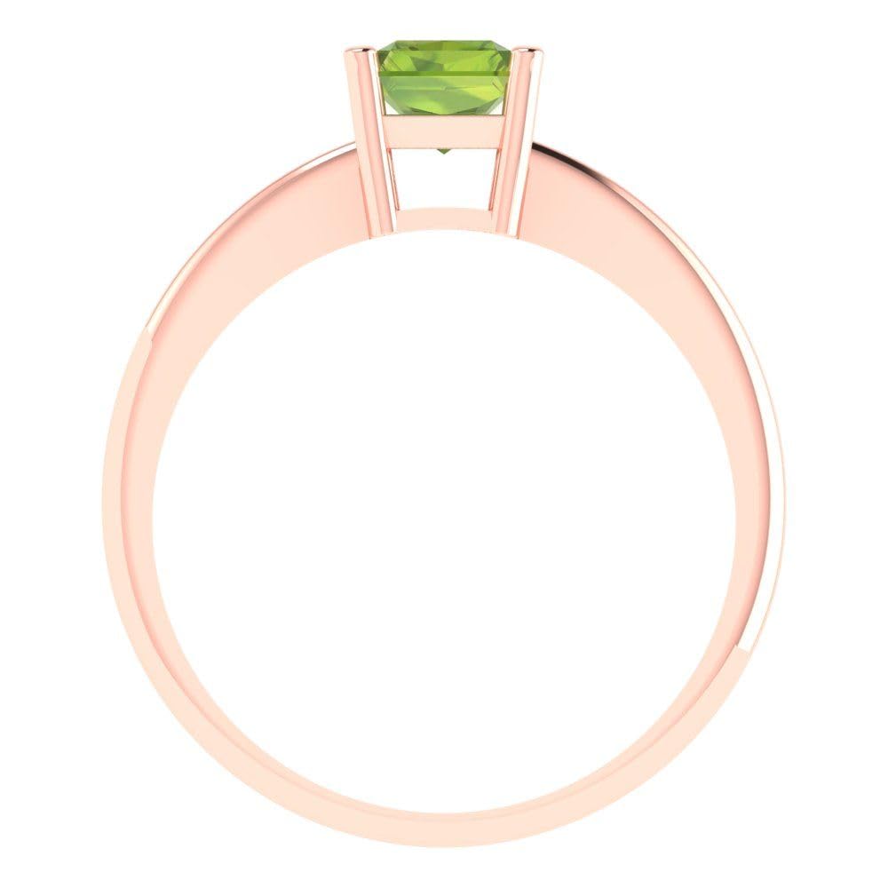 1.0 ct Natural Green Peridot Engagement Ring - 14k Rose Gold Solitaire Bridal Wedding Ring for Women | Radiant Cut Genuine Peridot Promise & Anniversary Jewelry Gift for Her | Perfect for Proposals, Weddings & Special Occasions
