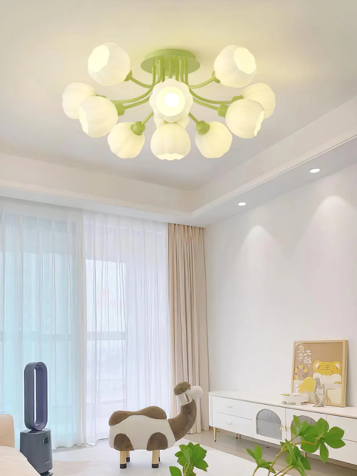 Pumpkin Matcha Ceiling Light - Modern LED Hanging Fixture for Bedroom, Living Room & Kitchen | Dimmable Soft Lighting for Cozy Home Decor