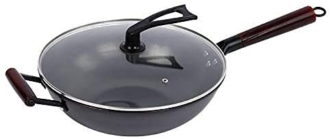 GDSKL 12-Inch Flat Bottom Cast Iron Skillet - Nonstick, Low Oil Frying Pan for Induction Cooktop, Gas & Electric Stoves - Perfect for Searing, Stir-Frying & Family Cooking (30cm) - Ideal for Home Kitchens, Restaurants & Outdoor Camping