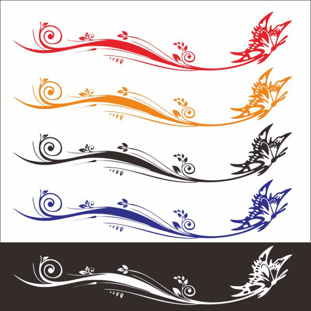 SEADEAR 2 Pack Reflective Flower Butterfly Car Stickers - Silver Decorative Vinyl Decals for Car Bumper, Body & Rear Window | Waterproof Auto Styling Accessories for Vehicle Customization (Great for Car Shows & Personalization)