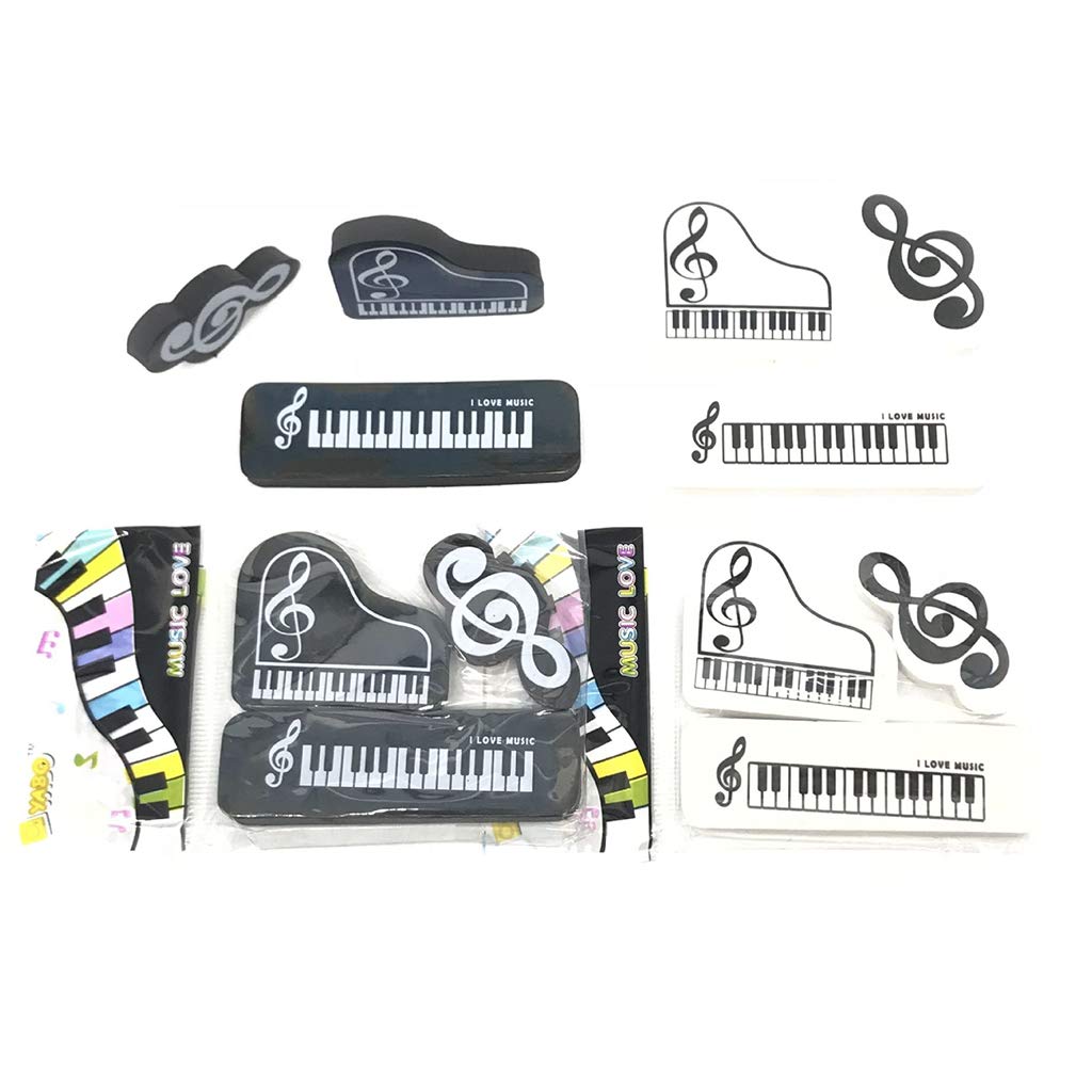 3-Piece Musical Piano Notes Rubber Pencil Eraser Set - Fun School & Office Supplies for Students, Kids Gifts - Perfect for Homework, Art Projects & Music Lovers