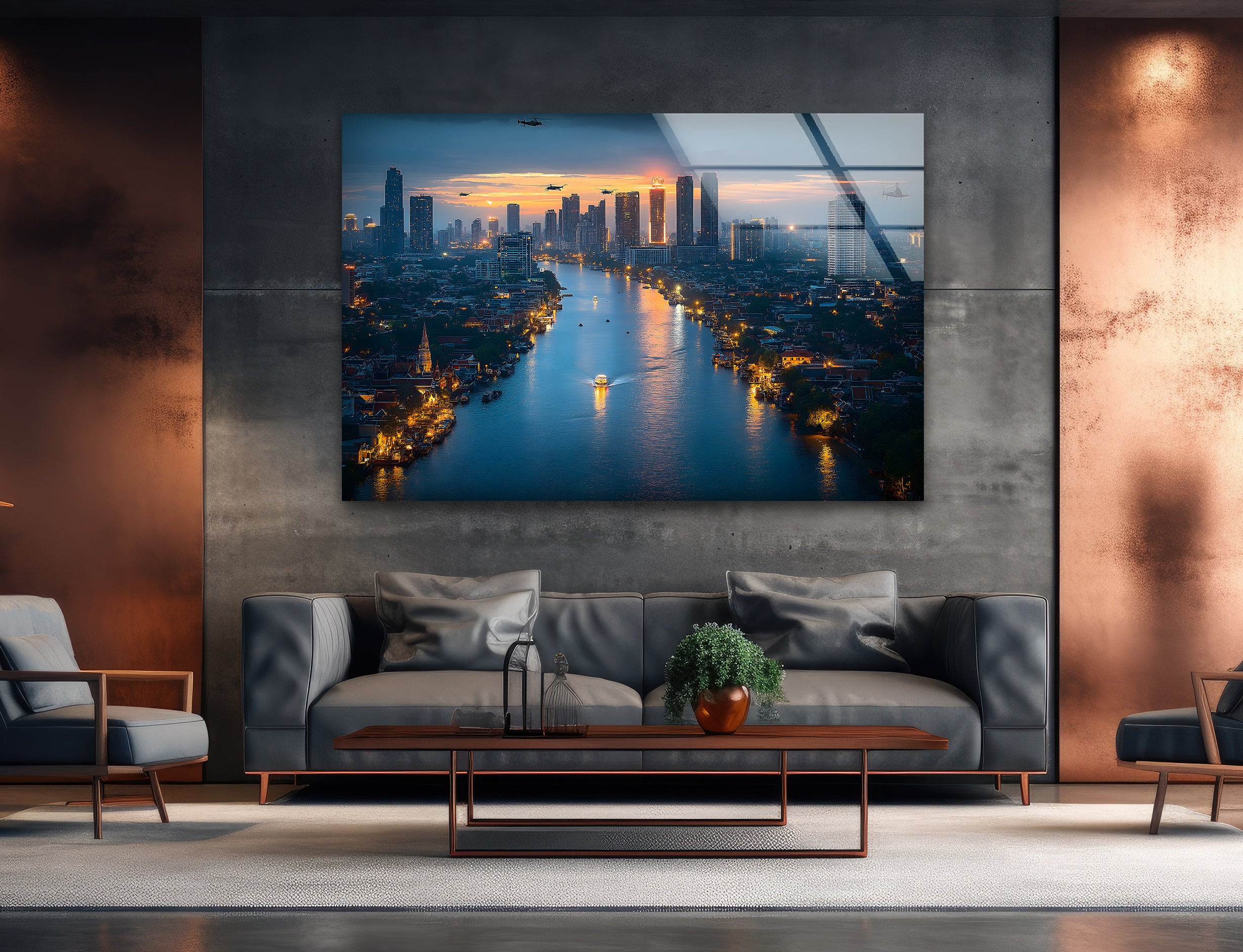 Bangkok Skyline Glass Wall Art - Stunning Cityscape Decor for Living Room, Office & Bedroom - Perfect Modern Home & Gift Idea