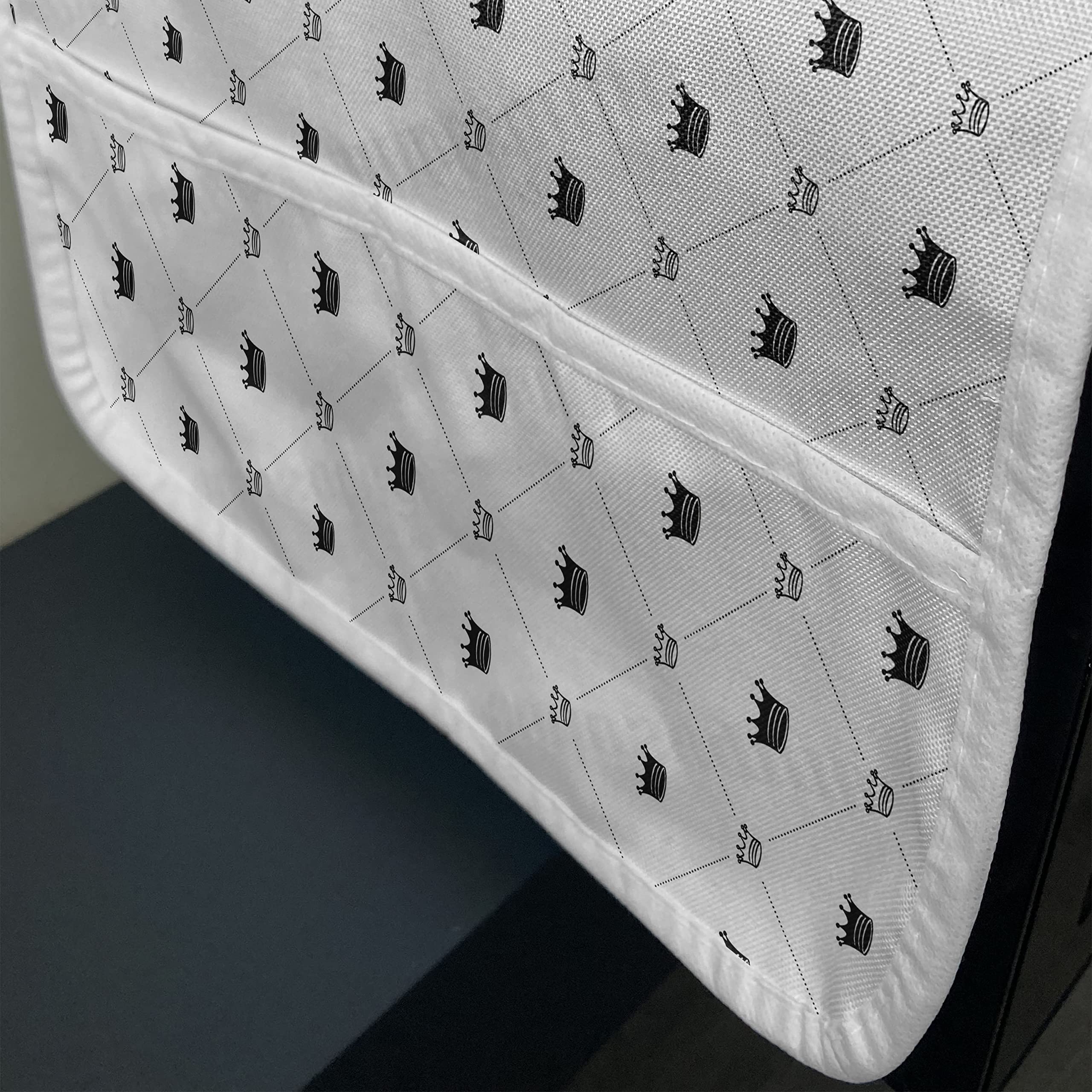Ambesonne Black and White Diamond Check Microwave Cover - Waterproof Kitchen Organizer with Pockets 36