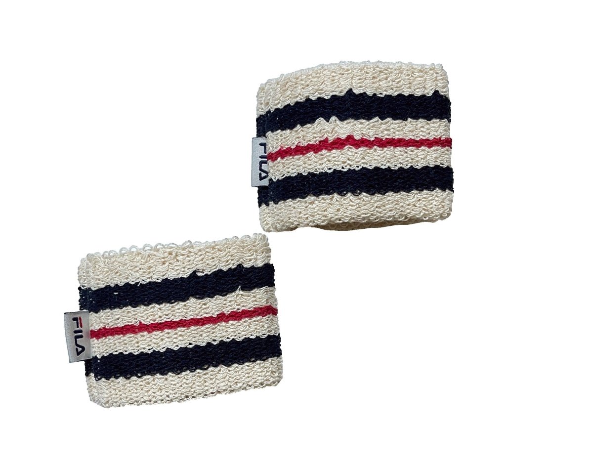 Fila Vintage Retro Tennis Wristbands - Breathable Cotton Sweatbands for Men & Women - Perfect for Tennis, Basketball, Gym Workouts & Sports Fashion Accessories