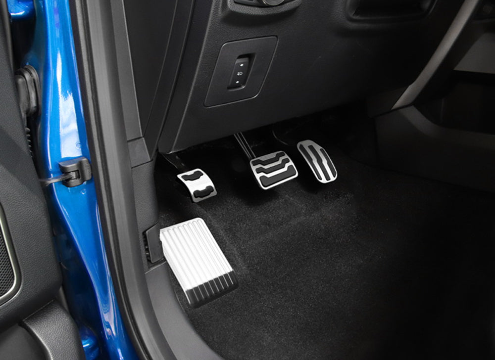 3-Piece Silver Aluminum Foot Pedal Covers for 2015-2020 Ford F150 - Anti-Slip Track Design - Upgrade Interior Accessories for Enhanced Driving Comfort & Style