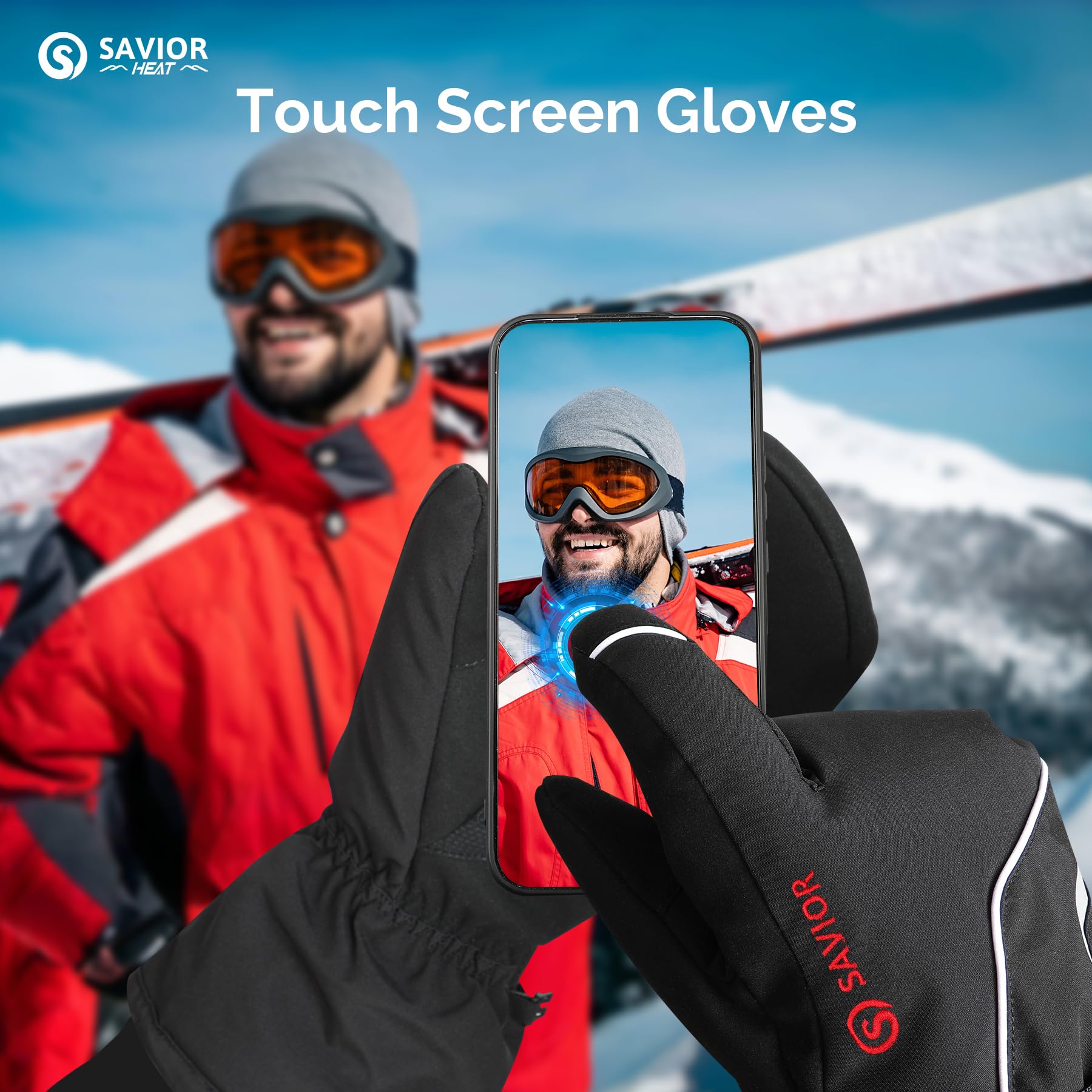 SAVIOR HEAT Rechargeable Electric Heated Gloves for Men, Women & Kids - Winter Skiing, Snowboarding, Motorcycle Riding, Skating, Camping & Hunting - Warm Battery-Powered Mittens for Cold Weather Activities