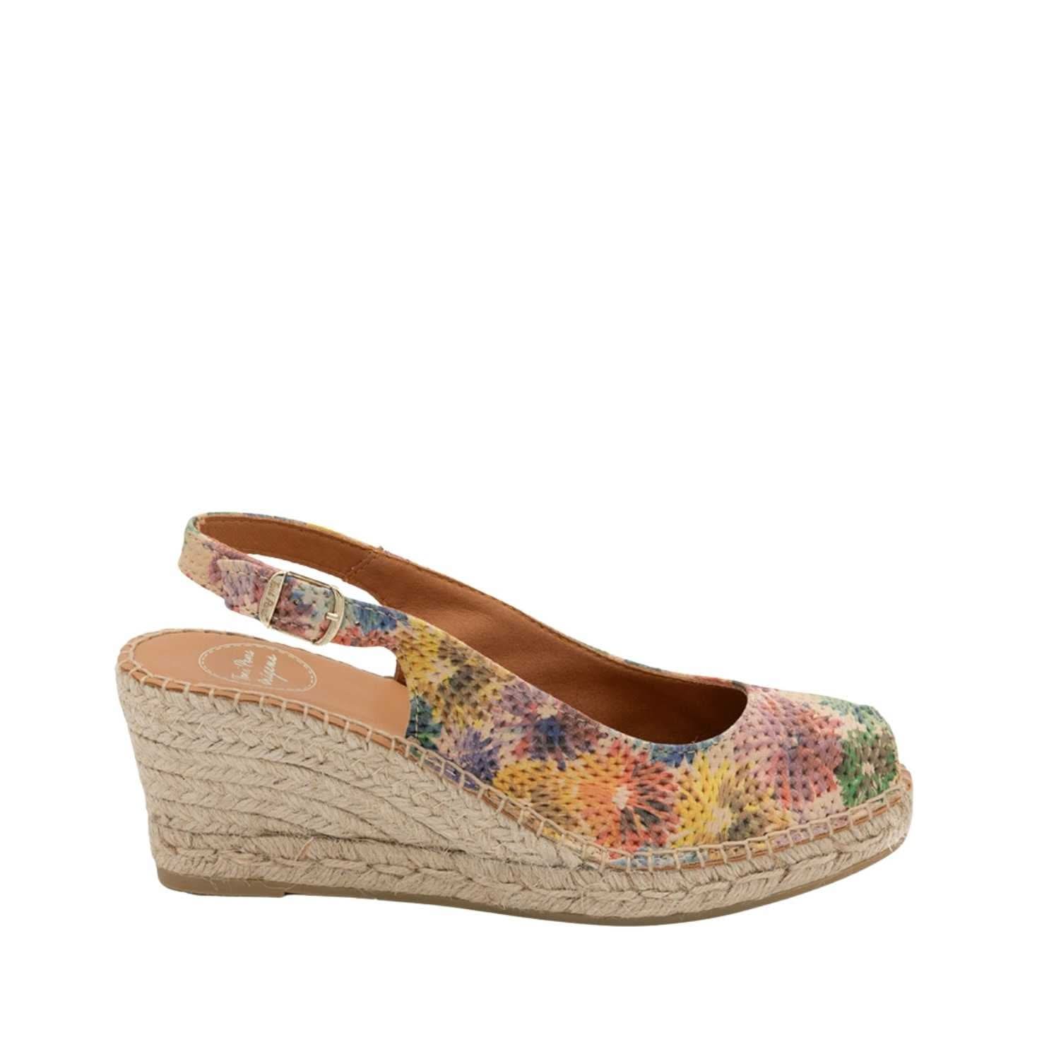 Women's Multicolor Peep Toe Wedge Espadrille Sandals - Comfortable Summer Beach & Casual Outing Shoes