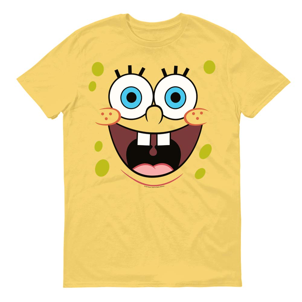 SpongeBob SquarePants Official Licensed Yellow Big Face Graphic T-Shirt for Men & Women - Soft Cotton Short Sleeve Tee - Perfect for Casual Wear, Cosplay & Cartoon Lovers (Medium)
