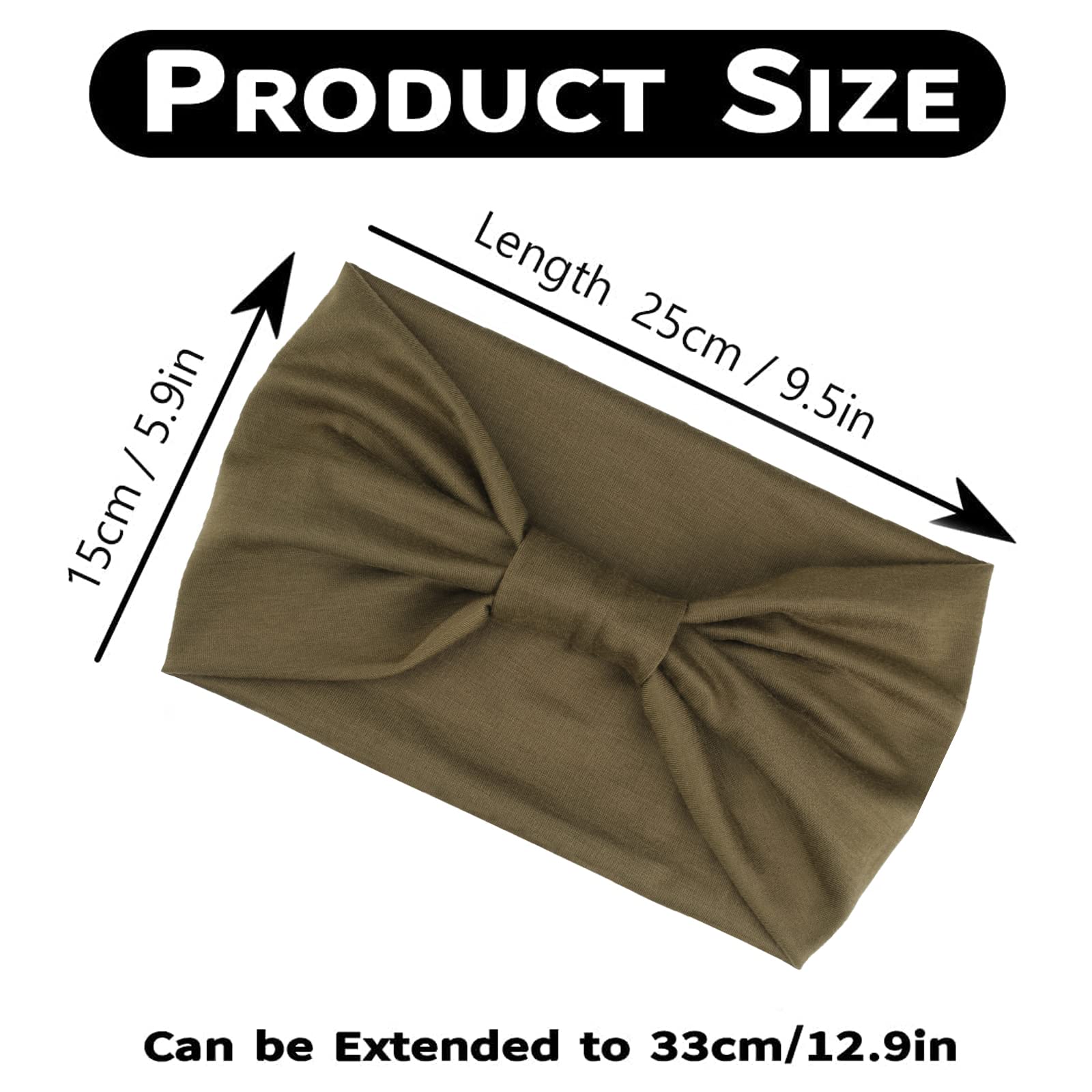 Kahanaa 4 Pack Wide Stretchy Turban Headbands for Women - Soft Yoga Head Wraps with Twisted Knots - Perfect for Workouts, Running, Gym & Everyday Fashion Accessories