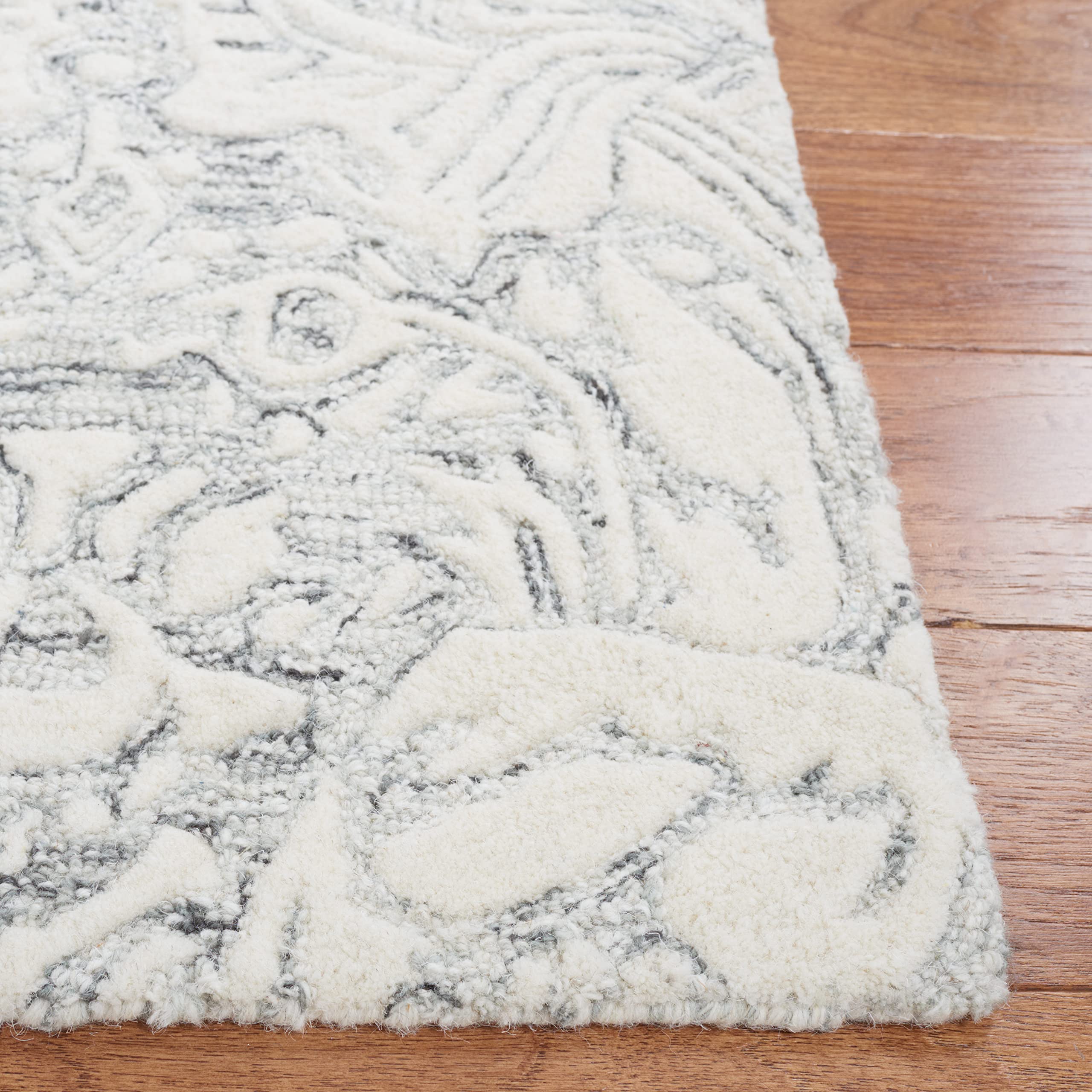 SAFAVIEH Metro Collection 6'x6' Square Grey Ivory Wool Area Rug - Handmade Premium Quality for Living Room, Dining Room & Bedroom Decor | Soft & Durable Floor Covering for Home & Office