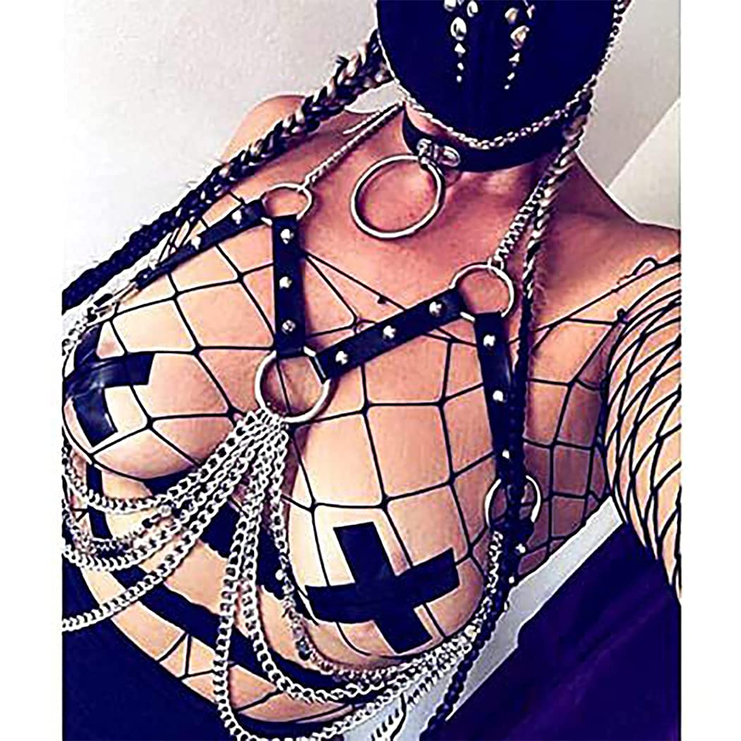 Punk Leather Chain Tassel Body Chain Bikini Harness - Stylish Waist Chain Body Jewelry for Women & Girls - Perfect for Music Festivals, Rave Parties and Gothic Fashion