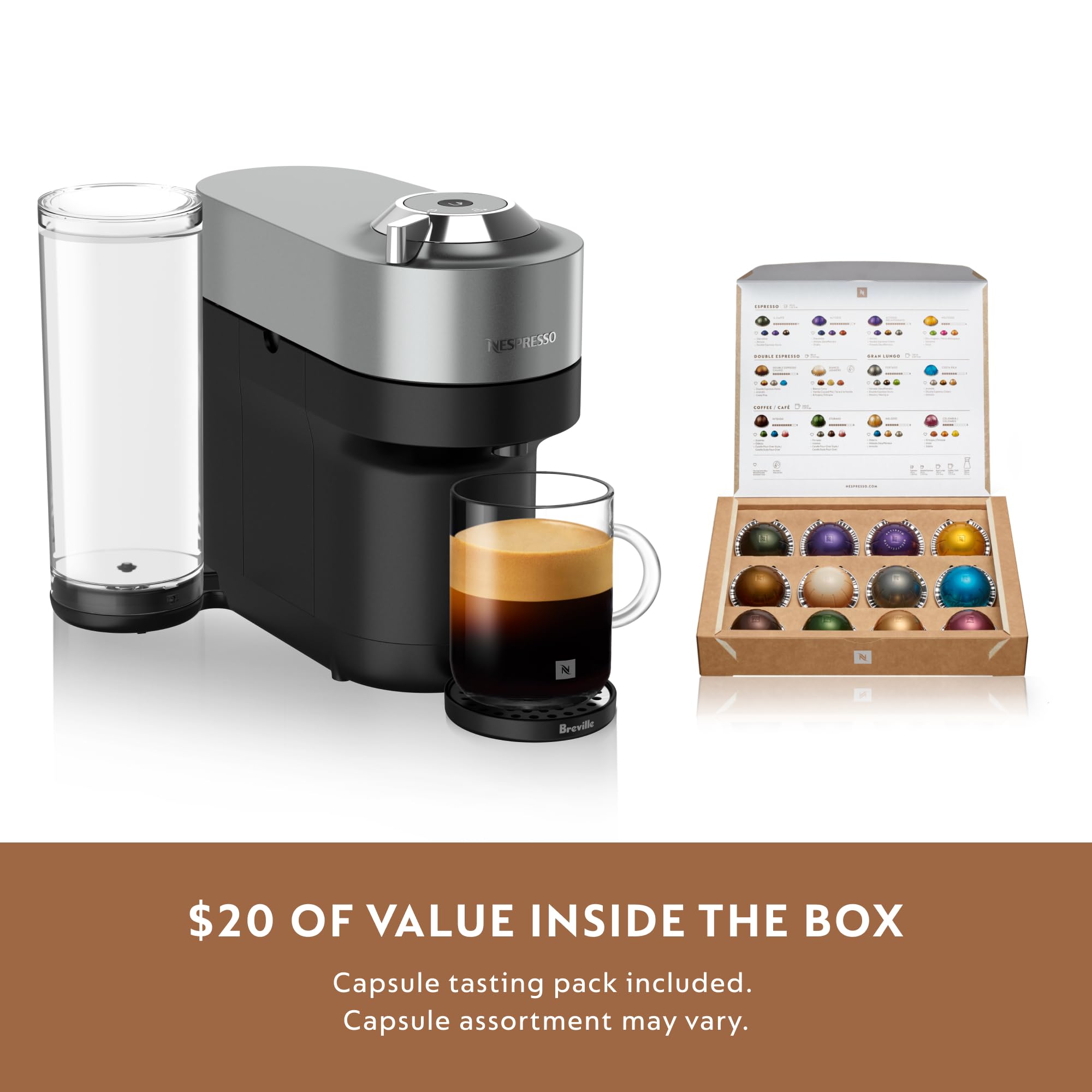 Breville Nespresso Vertuo Pop+ Deluxe Coffee and Espresso Maker - Titan - Perfect for Home, Office & Small Spaces | Fast Brewing & Compact Design