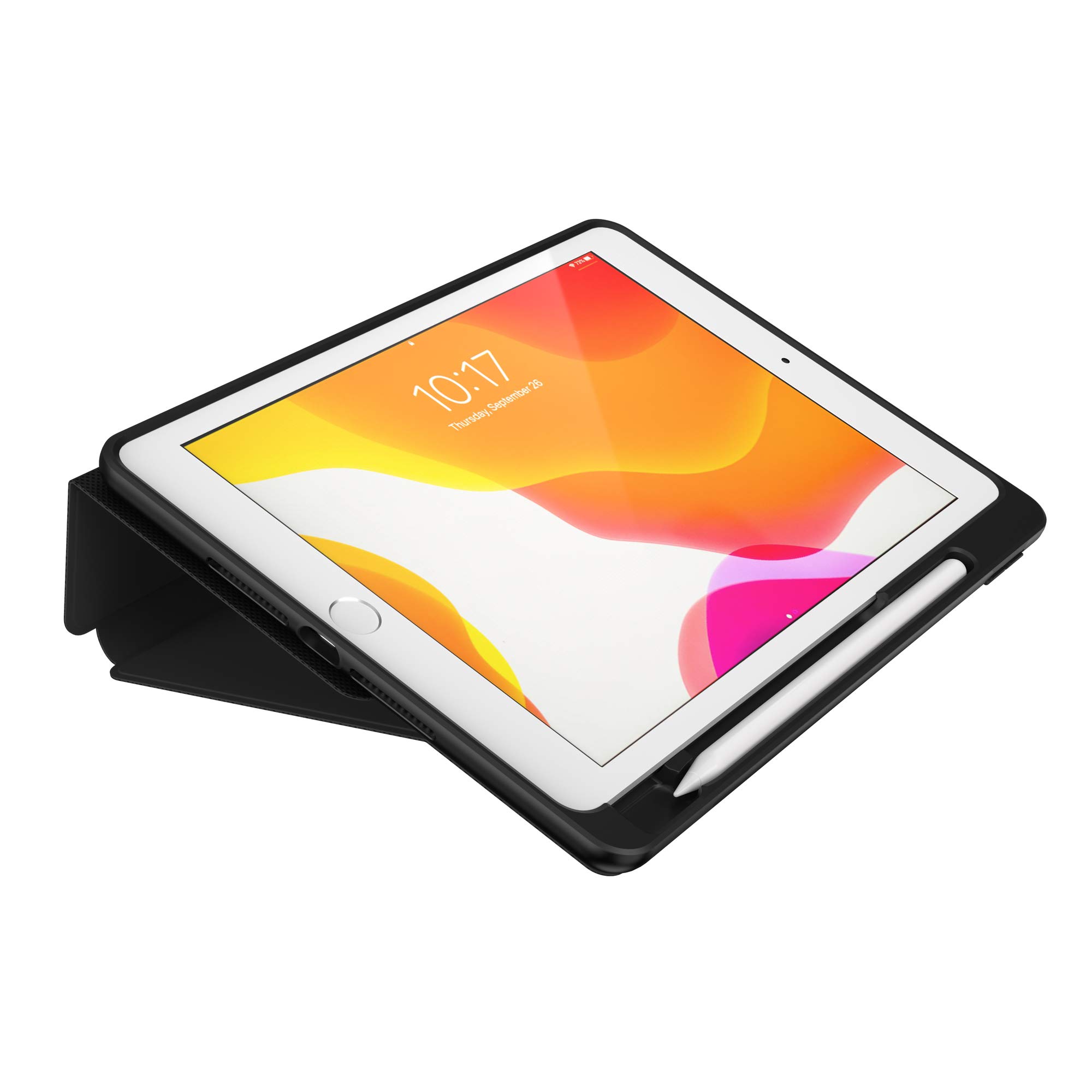 Speck Presidio PRO Folio Case for iPad 7th & 8th Generation (2019/2020) - Slim Protective Cover with Stand - Black - Perfect for Work, School & Travel