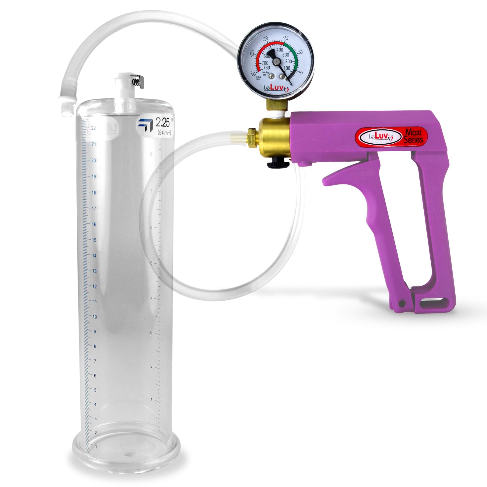 LeLuv Maxi Purple Handle Plus Vacuum Gauge Penis Pump - 9