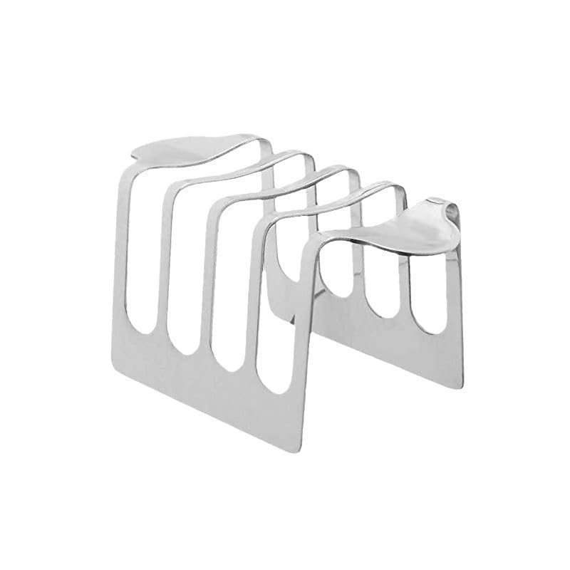 Premium Stainless Steel Bread & Toast Holder Rack - 4 Slot Mirror Finish for Kitchen Countertop & Breakfast Serving