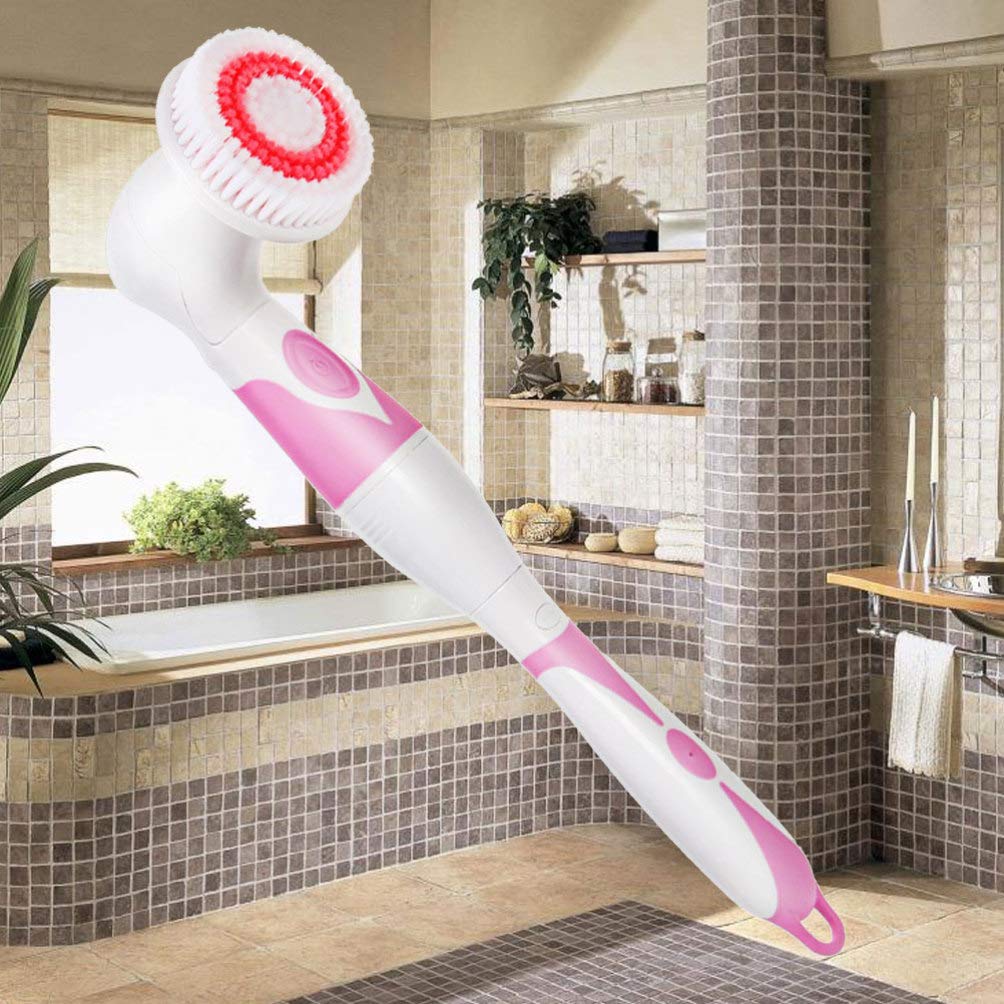 Exfoliating Bath Brush with Handle - Pink Body Scrubber for Smooth Skin, Massage & Cleansing - Perfect for Shower, Spa & Facial Exfoliation