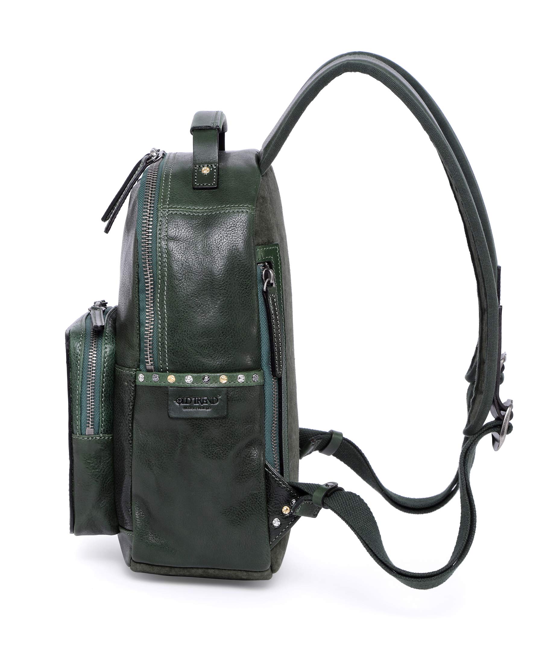 Genuine Leather Soul Stud Backpack for Women & Men - Stylish Kale Color School Bag, Travel Backpack, Laptop Bag | Durable & Fashionable for College, Work, Commute