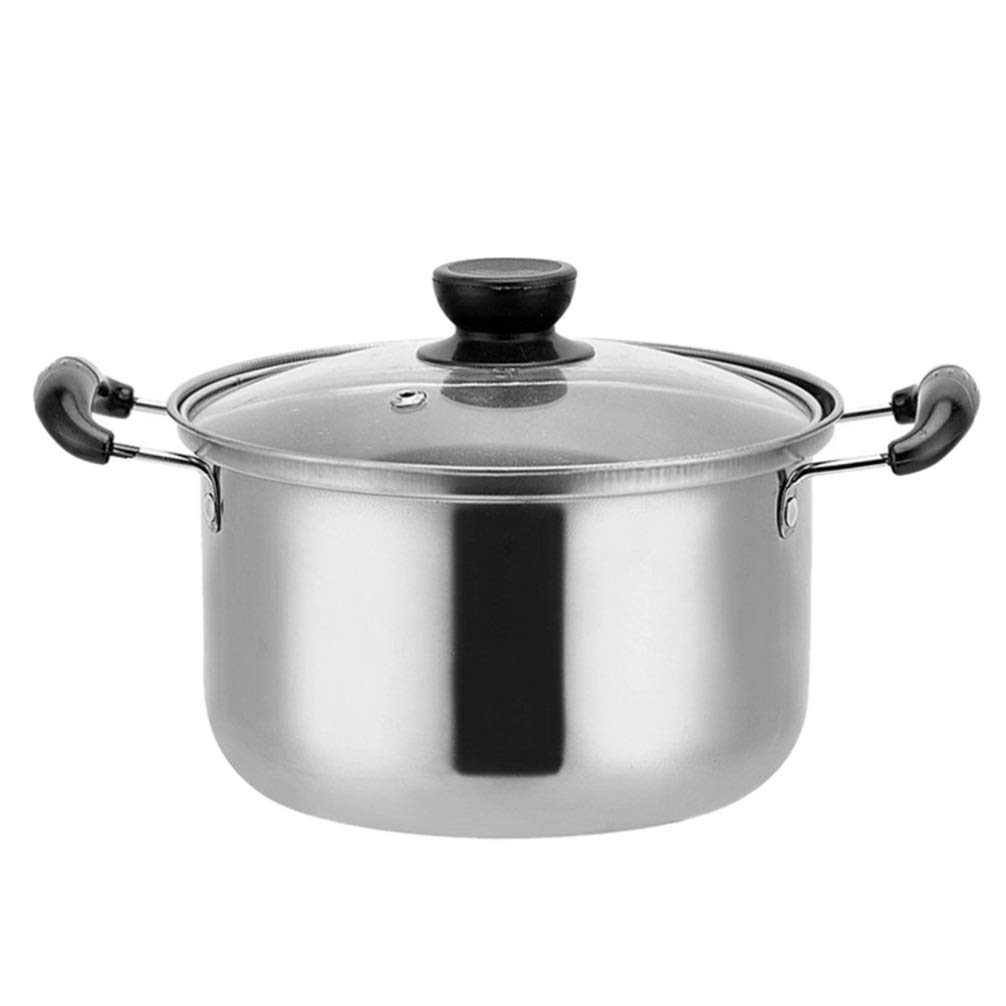 Premium Stainless Steel Stock Pot with Glass Lid - 18cm Soup Pot, Cooking Pot & Hot Pot with Ergonomic Handle - Ideal for Soups, Stews, Pasta & Family Meals