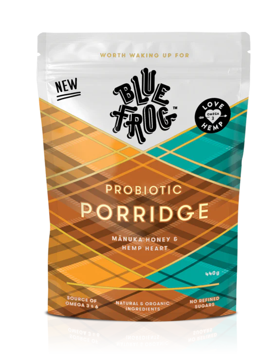 Blue Frog Probiotic Porridge with Manuka Honey & Hemp - Organic Gut Health Breakfast for Kids & Adults - Perfect for Digestion Support & Immune Boosting