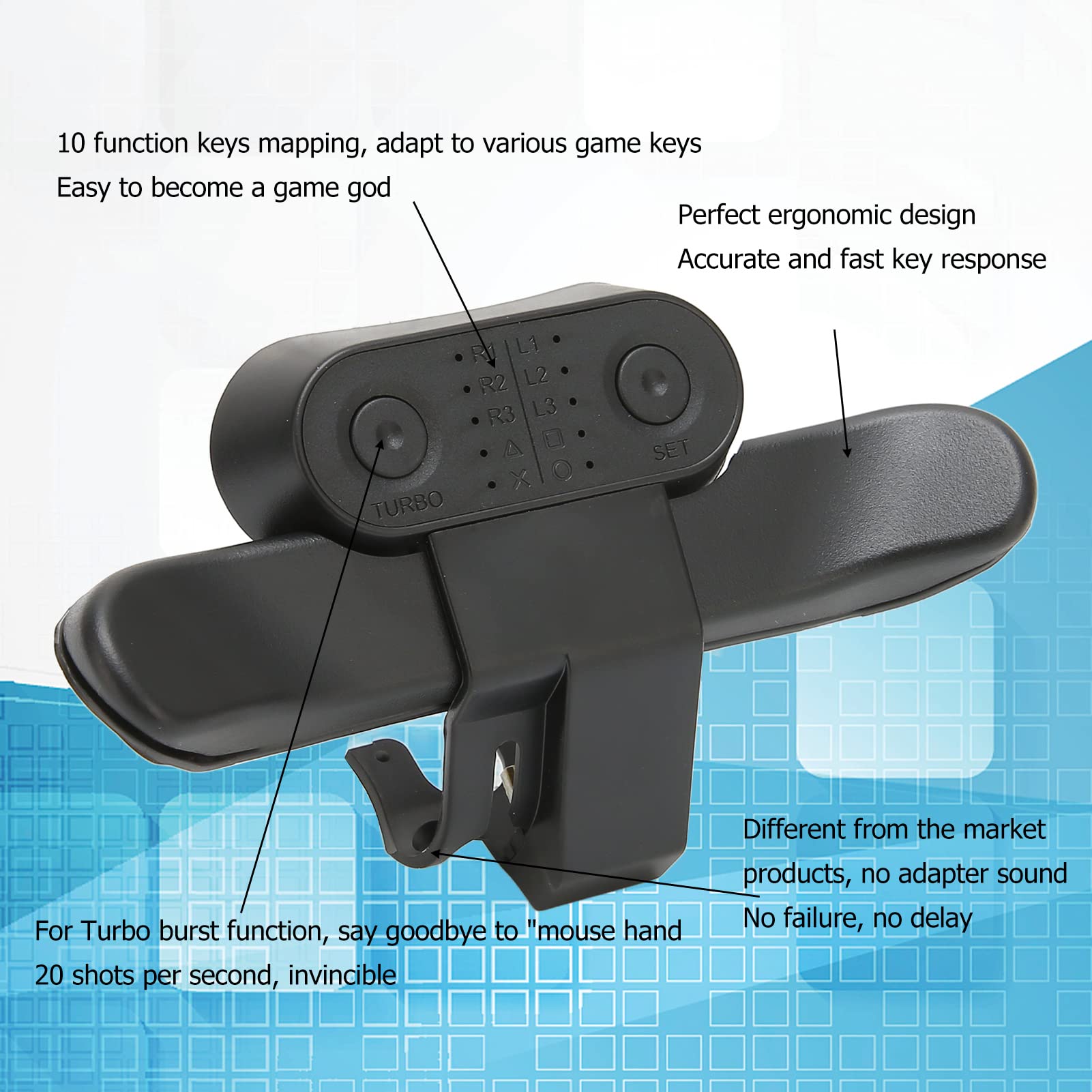 Elprico 10-Key Multifunction Ergonomic Controller Paddles - Back Button Attachment for PS4 Controller - Perfect for FPS, Racing & Competitive Gaming