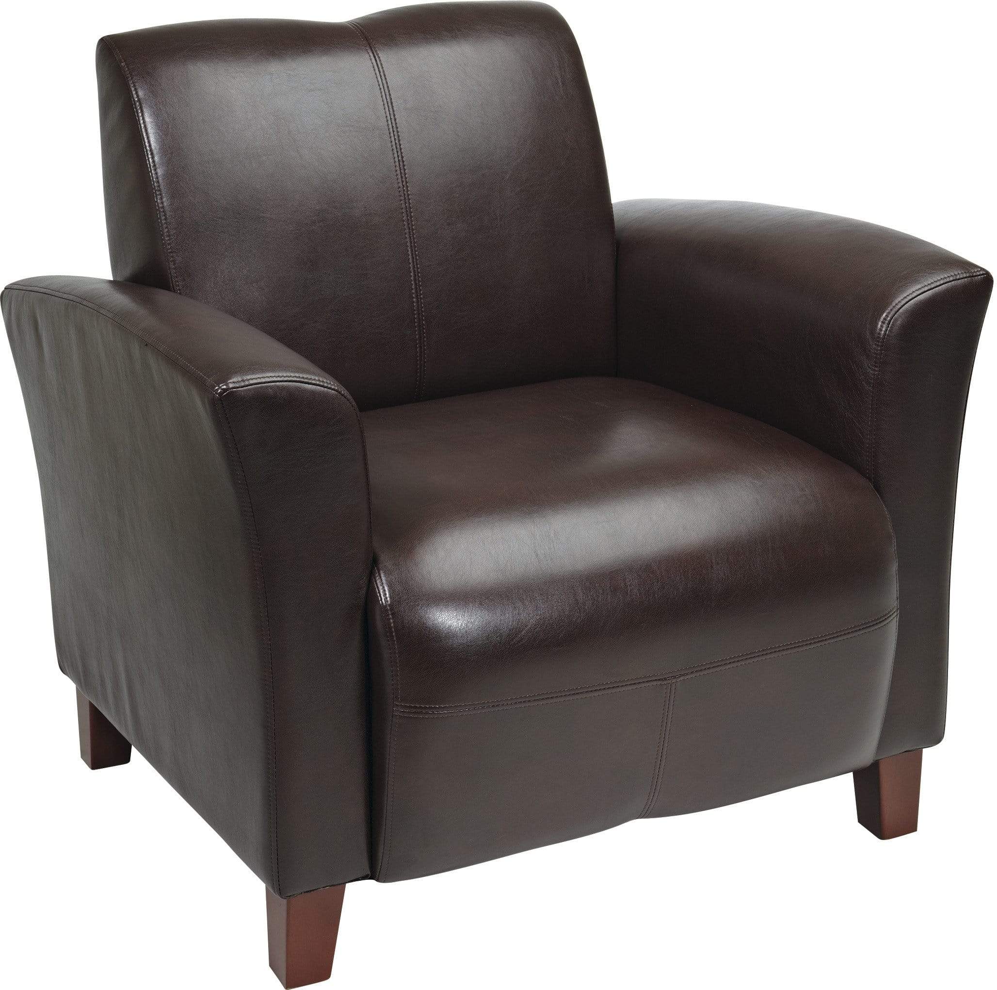 OSP Furniture® Eco Leather Club Chair [SL2271] - Modern Genuine Leather Lounge Chair for Living Room, Office & Library - Comfortable & Stylish Seating Solution for Home & Commercial Spaces