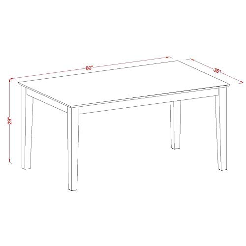 East West Furniture 7-Piece Dining Set - 36x60 Inch Rectangle Table & 6 Wooden Chairs in Linen White | Modern Kitchen & Dining Room Furniture for Family Gatherings & Dinner Parties