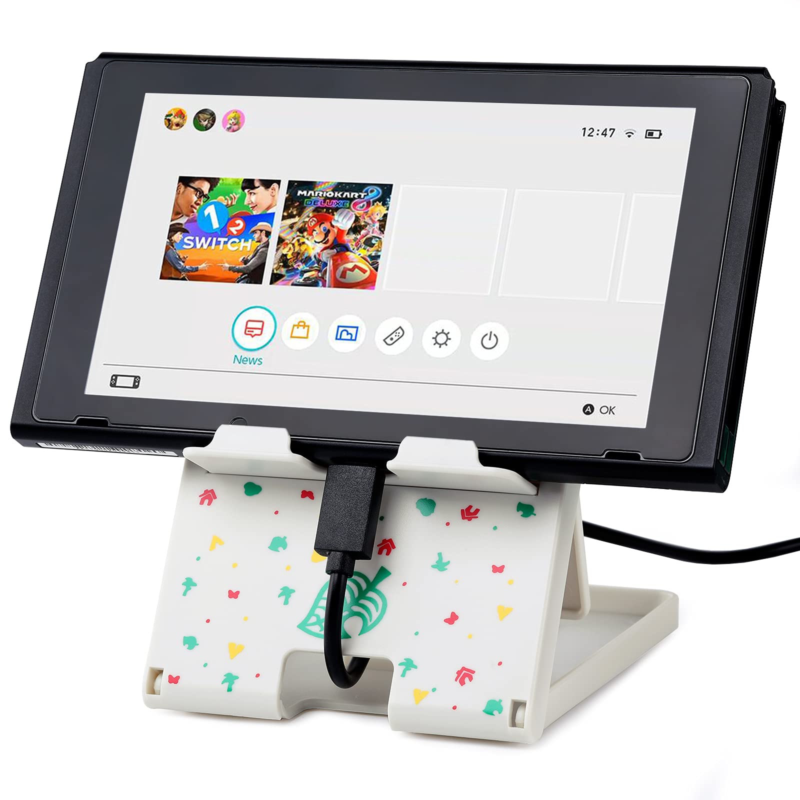 Adjustable Foldable Stand for Nintendo Switch OLED/Switch Lite - Portable Gaming Holder for Animal Crossing, Compact Design, White - Perfect for Travel, Bedroom & Office Gaming Accessories