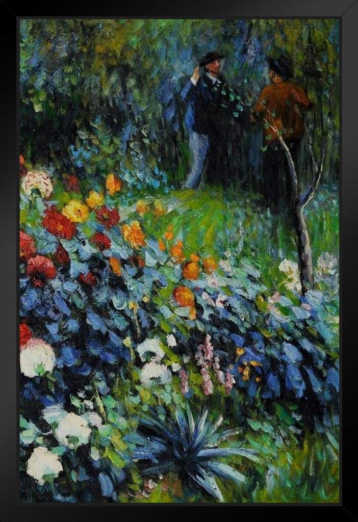 Pierre Auguste Renoir 'The Garden in The Rue Cortot' Canvas Wall Art - French Impressionist Landscape Painting - Romantic Realism Artwork with Wood Frame (9x13 inches) - Perfect for Living Room, Bedroom & Office Decor
