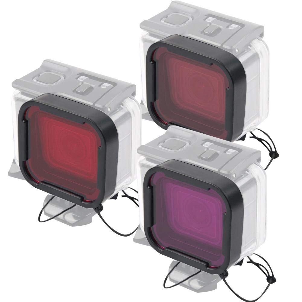 Salaty Dive Filter Set - 3Pcs Waterproof Camera Color Filters for Deep-Water Diving & Extreme Outdoor Activities | Compatible with GoPro Hero 5/6/7/8 | Enhance Underwater Photography for Scuba Diving, Snorkeling & Marine Exploration