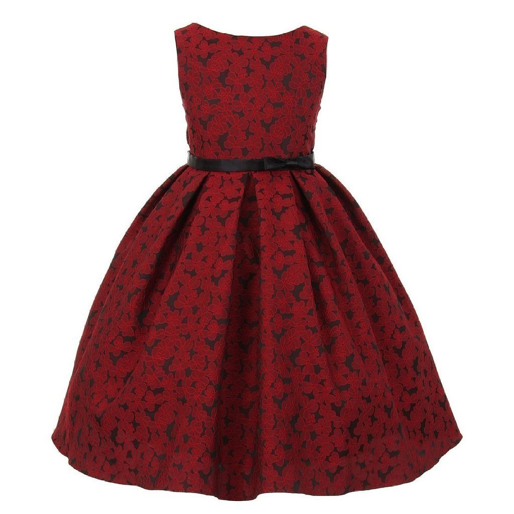 iGirlDress Little Girls' Jacquard Floral Party Dress for Holidays, Christmas, Easter & Special Occasions - Perfect for Birthday Parties, Pageants & Family Gatherings