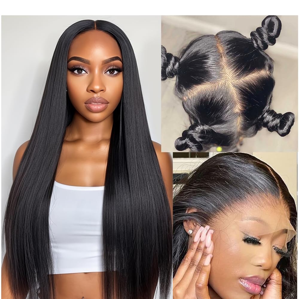 12 Inch Straight Full Lace Wigs Human Hair - 150 Density HD Transparent Lace Wig for Black Women | Pre Plucked Knots, Breathable, Part Anywhere | Perfect for Daily Wear, Cosplay & Special Occasions