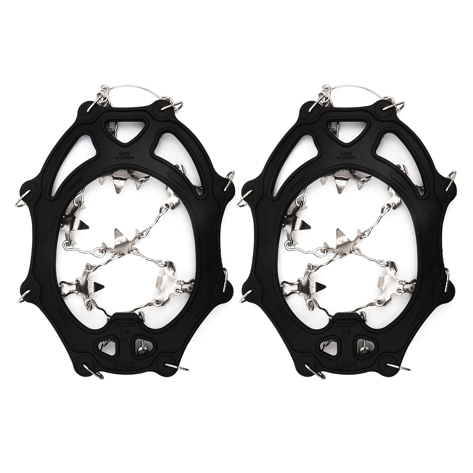Lixada Stainless Steel Ice Claws - 26-Tooth Anti-Slip Shoe Grips for Outdoor Ice & Snow Climbing - Perfect for Hiking, Mountaineering, and Winter Sports Safety Gear