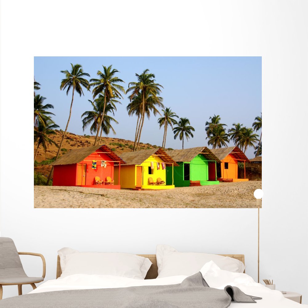 Wallmonkeys WM21976 Beach Huts Peel and Stick Wall Decals - 72