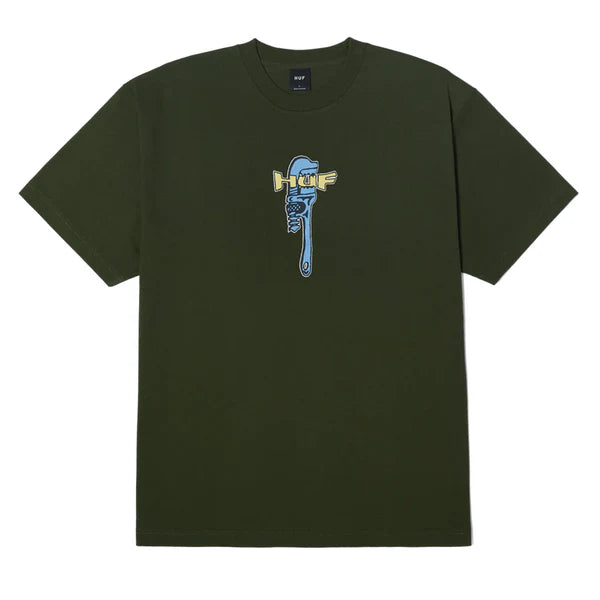 Huf Vise T-Shirt for Men - Hunter Green Cotton Streetwear Tee - Perfect for Casual Wear, Skateboarding, and Urban Fashion