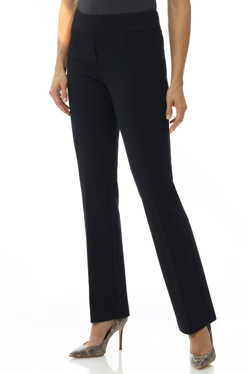 Rekucci Women's Tummy Control Bootcut Yoga Pants - High Waisted Pull-On Knit Pants for Work, Travel & Everyday Comfort