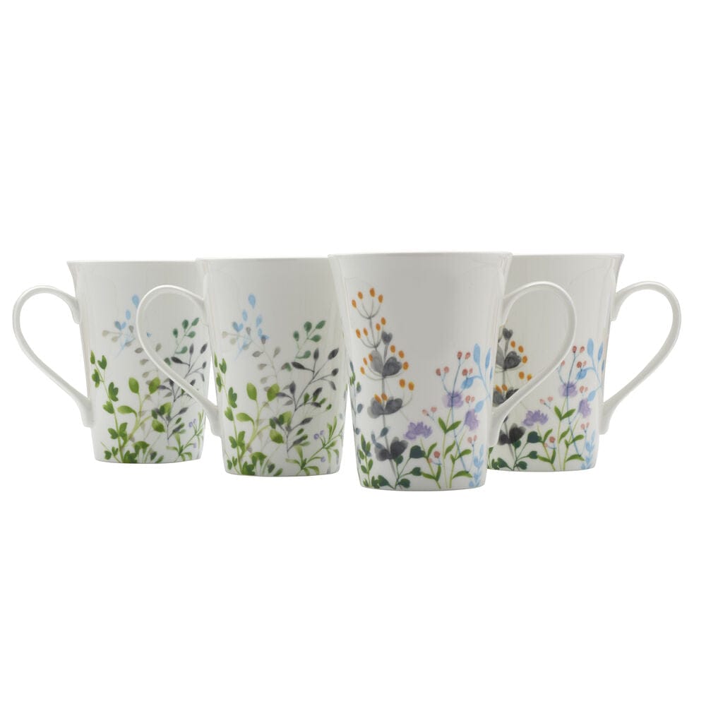 Tivoli Garden Porcelain Coffee Mugs Set of 4 - Elegant Floral Design Tea Cups for Home, Office & Gifts - Perfect for Morning Coffee, Afternoon Tea & Housewarming Presents