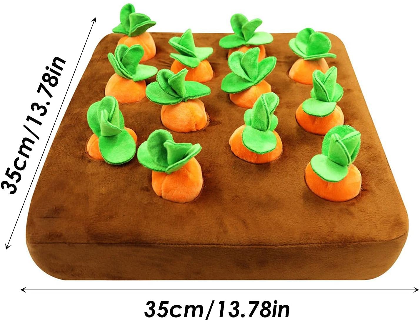 Interactive Snuffle Mat with 12 Plush Carrot Toys - Dog & Cat Puzzle IQ Game for Mental Stimulation | Soft Harvest-Themed Pet Toy for Hide & Seek, Slow Feeding & Anxiety Relief (Orange)