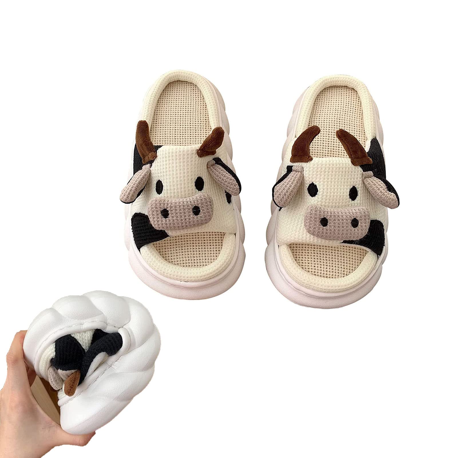 Women's Cow Slippers - Soft & Cozy Indoor Slides with Thick Sole for Home Comfort | Perfect for Relaxing, Lounging & Housewear