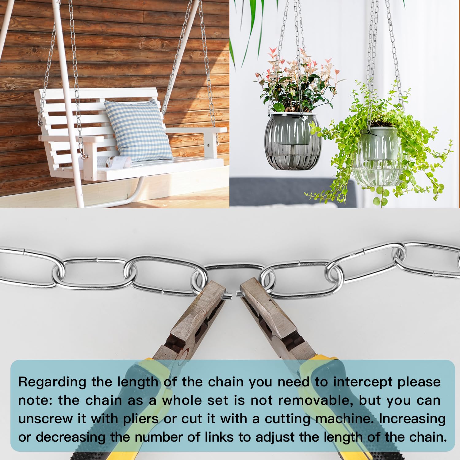 Helunsi 6FT Chrome Light Fixture Chain - Heavy Duty Metal Chandelier Extension with Link Lock for Pendant Ceiling Lights | Perfect for Dining Room, Bedroom & Home Decoration