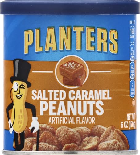 Salted Caramel Flavored Peanuts 6oz Jar - Crunchy Sweet & Salty Snack for Office, Movie Night & Road Trips - Planters Brand Peanuts